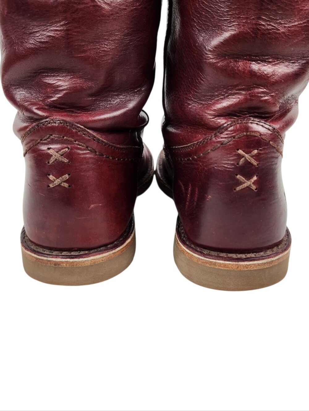 Frye Amelia Rogo Equestrian Tall Burgandy Cognac Leather Boots Womens Size 6 - Picture 11 of 16